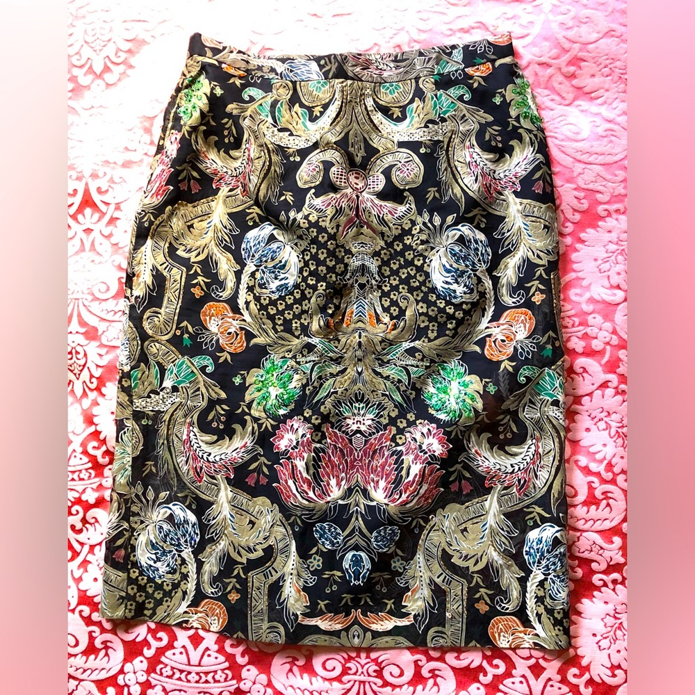 Mary Bays/Victoria Royal silk pencil skirt with beading high quality lined sz 8